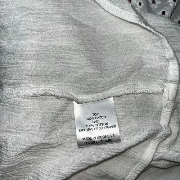 Breathless White Eyelet Lace Peplum Tank Top Sleeveless Boho Plus Size 1X - Picture 6 of 6